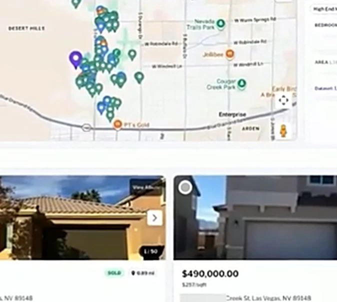 Comparable sales on the map, with their photos and prices